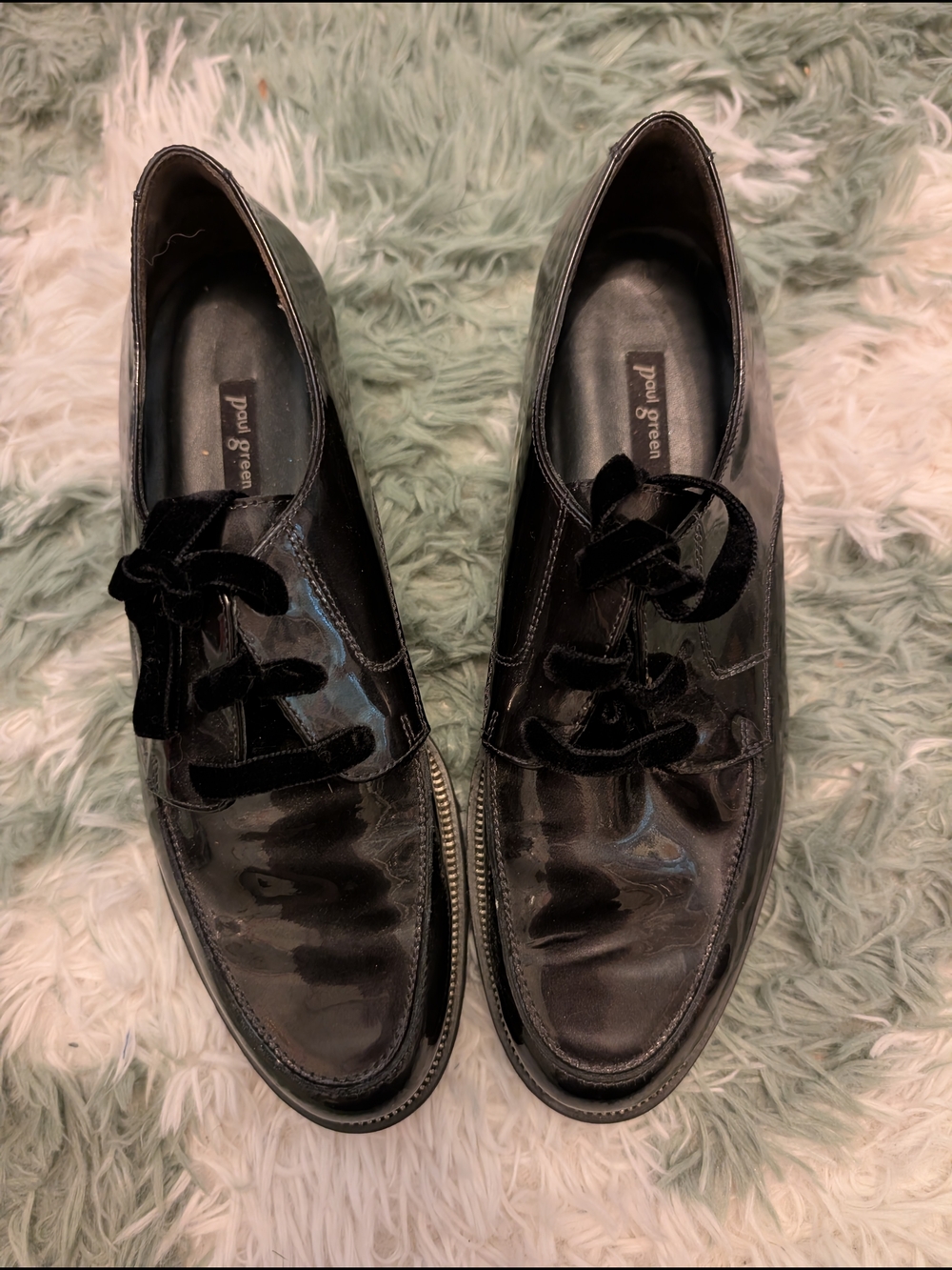 Paul Green Black Patent Leather Lace-Up Shoes 6.5 Mens/8 Womens